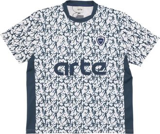 Arte Silvester Shirt Wit/Marine Korte Mouw - Heren - T-shirts - Blauw - L - Polyester - Tops