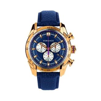 Versace Accessoires, Heren, Geel, ONE Size, Leer, Vdb 030014 Horloge