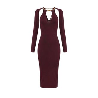 Elisabetta Franchi Knitted Dresses, female, Purple, Size: L Knit dress with jewel snake