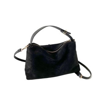 Generic Women Suede Shoulder Bag Adjustable Strap Hobo Purse With Inner Pocket Satchel Zipper Clutch For Work Travel(Black)