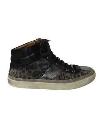 Jimmy Choo London Pre-owned Mens Belgravia Leopard High Top Trainers in Multicolor Leather - Multicolour - Size EU 43.5