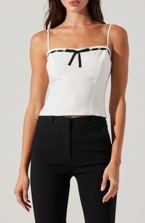 ASTR the Label Ribbon Detail Paiton Top in White at Nordstrom Rack, Size X-Small