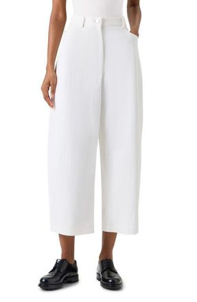 Akris Farrow Washed Crop Barrel Leg Jeans in Cream at Nordstrom, Size 14