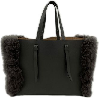Valextra Gray Leather Polyester Tote Bag (Pre-Owned)