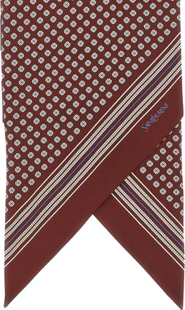 Saint Laurent Silk Twill Geometric Jacquard Scarf - Bordeaux