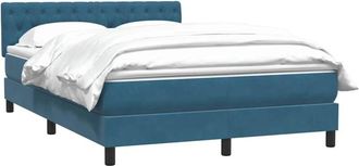 vidaXL Cama Box Spring Con Colch&oacute;n Terciopelo Azul Oscuro 140x210 Cm Vidaxl