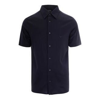 Emporio Armani Short Sleeve Shirts, male, Blue, Size: 2XL Short Sleeve Shirts