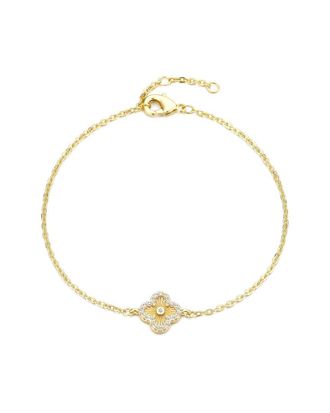 Adornia Adornia 14K Plated Cz Button Clover Halo Bracelet
