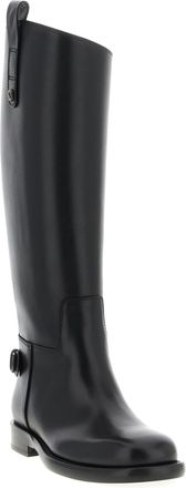 Burberry Womens Black Calfskin Over The Knee Shoe