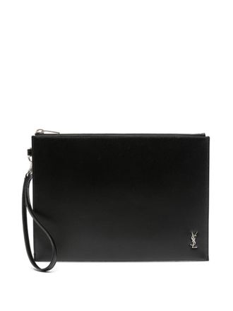 Saint Laurent Cassandre leather tablet case - Black
