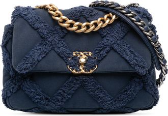 Chanel Pre-owned Womens Canvas Tweed Trim Shoulder Bag - Dark Blue Textile - One Size