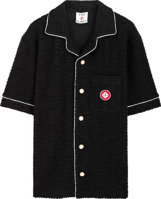 Casablanca Casablanca Monogram-jacquard Towelling Cotton-blend Shirt - Black - S