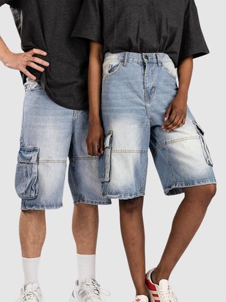 Urban Classics Relaxed Denim Cargo Shorts blau