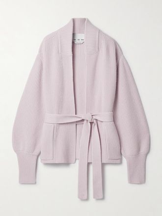 SA SU PHI Cardigan In Misto Lana Merino E Cashmere A Coste E.r - Rosa