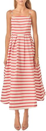 English Factory Stripe Sleeveless Maxi Dress in Off White/red at Nordstrom, Size X-Small