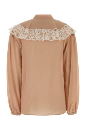 Chlo&eacute; Womens Skin Pink Crepe Blouse Biscuitpink Exterior: Silk Camicie Shirt
