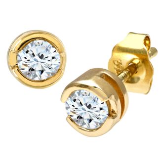 Diamant L'éternel Womens 9ct Yellow Gold Rub Set Third Carat Diamond Earrings - One Size