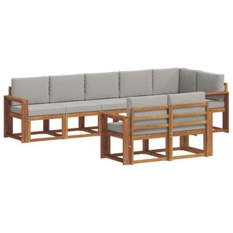 vidaXL Conjunto De Sof&aacute;s De Exterior 8 Pcs Gris Natural Y Claro Vidaxl