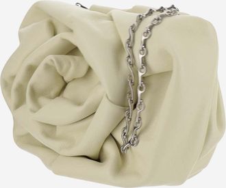 Burberry Womens Rose Nappa Lambskin Clutch With Chain Beige Shoulder Bags