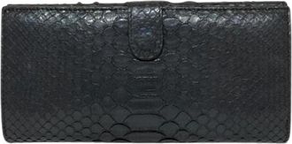 Bottega Veneta Pre-owned Python Lange Portemonnee - Heren - Vintage Accessoires - Zwart - ONE Size - Leer - Vintage