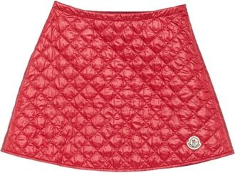 Moncler Rode Gewatteerde A-Lijn Mini Rok - Dames - Korte rokken - Rood - 2XS - Nylon - Rokken
