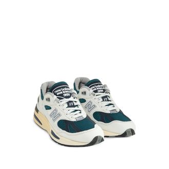 New Balance Calf Suede and Mesh Sneaker - White