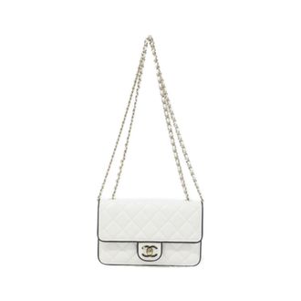 Chanel Black White Leather Chain/Shoulder Wallet (Pre-Owned)