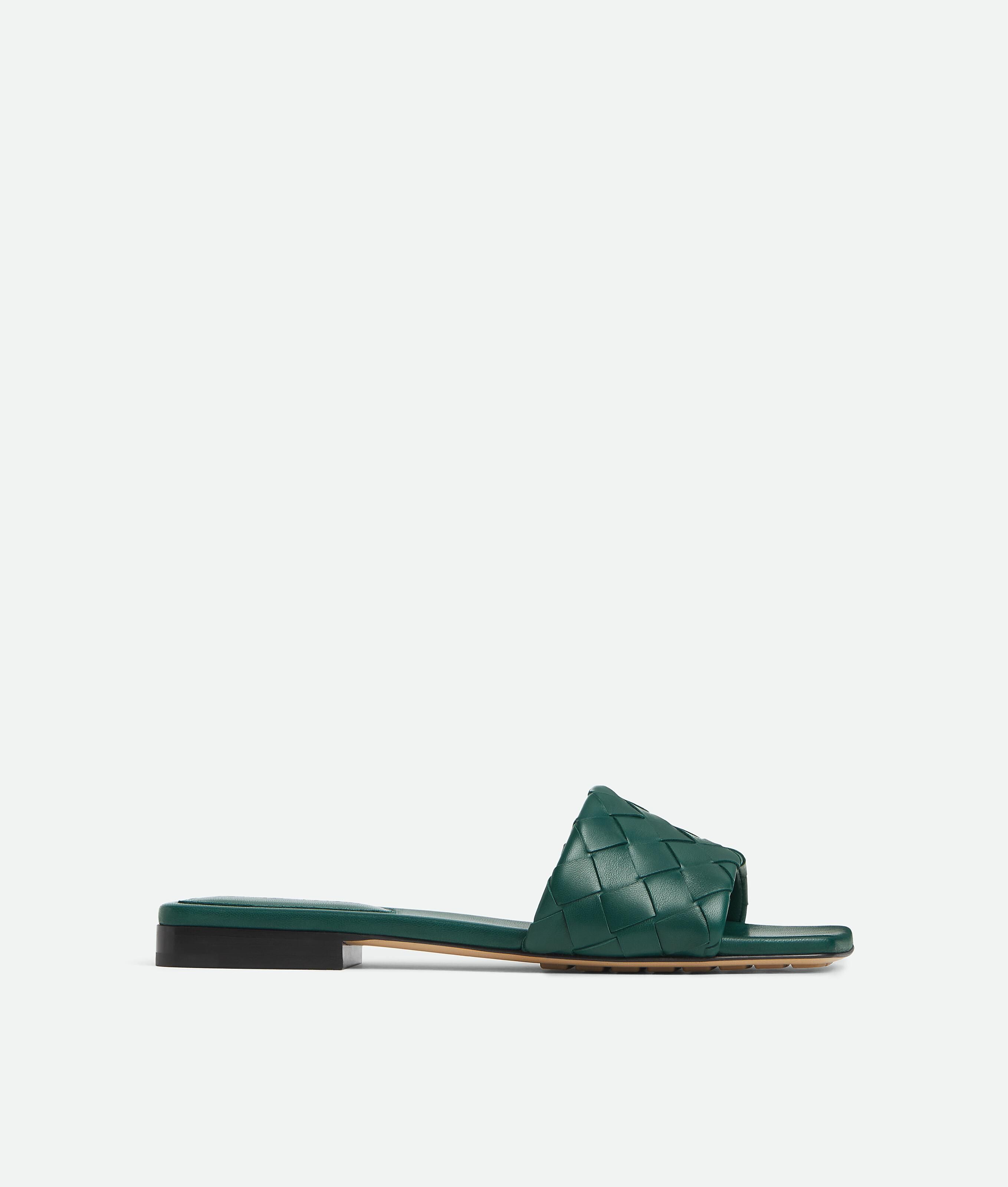 Bottega Veneta Emerald Green Woven Slides/unisex Bottega Veneta Green Cotton Fabric Resort Sponge Platform  main image 2