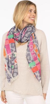 Zwillingsherz Schal ZWILLINGSHERZ Wild Love, Damen, blau, Obermaterial: 100% Polyester, Modet&uuml;cher Schal, trendiger Schal mit Herzen und Schriftzug