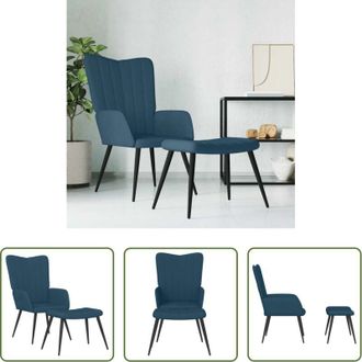 vidaXL Sgabello - Poltrona Relax con Sgabello Blu in Velluto