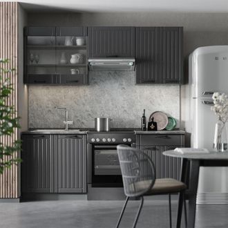 Vicco Mueble De Cocina Fame-line, Gris Oscuro, 200 Cm, Et M&aacute;rmol, Vicco