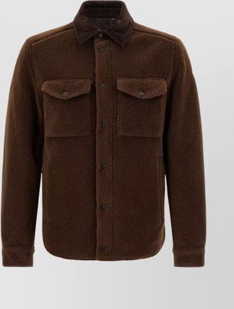 Moncler cozy jacket with chest pockets and corduroy collar