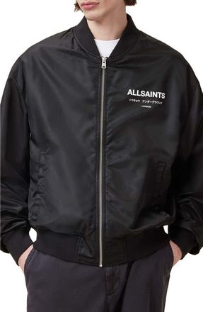 AllSaints Underground Bomber Jacket in Black at Nordstrom, Size X-Large