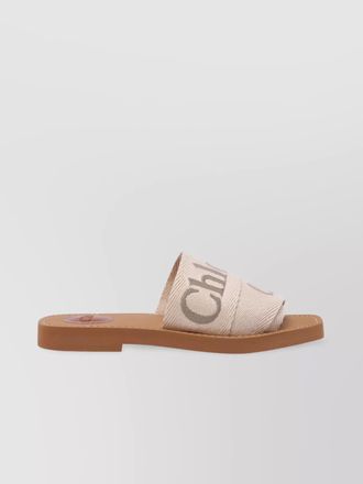 Chlo&eacute; fabric flat sandals leather sole