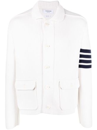 Thom Browne Cardigan con dettaglio a 4 righe - Bianco