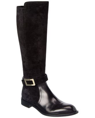 Roger Vivier Suede & Leather Knee-High Boot