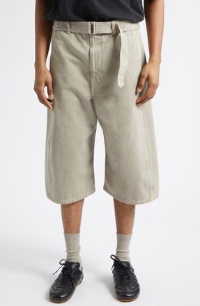 Christophe Lemaire Belted Denim Bermuda Shorts in Moonstone at Nordstrom, Size 36 Us