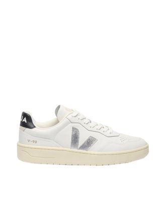 Veja V-90 O. T. Sneakers In White Silver Black