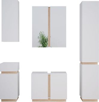 Vicco Conjunto De Muebles De Ba&ntilde;o Gloria, Blanco, 5 Piezas