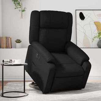 vidaXL Sill&oacute;n Reclinable Y Elevable El&eacute;ctrico Cuero Sint&eacute;tico Negro Vidaxl