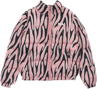 Fila Hoge hals donsjas Peony Print - Dames - Winterjassen - Roze - L - Polyester - Jassen