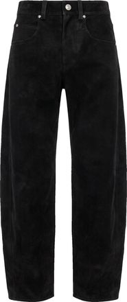 Isabel Marant Black Belky Worn-Effect Faux Suede Relaxed-Leg Pants