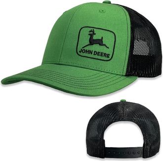 John Deere Green Black Mesh Moline 112 Fit Cap Embroidered Vintage Side Logo Hat, Green