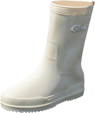 Generic Women Mid Calf Rain Boots Anti-Slip Garden Shoes Waterproof Fishing Deck Boots Lightweight Out Work Rain Shoes for Sailing Boating Garden (White, 6.5)