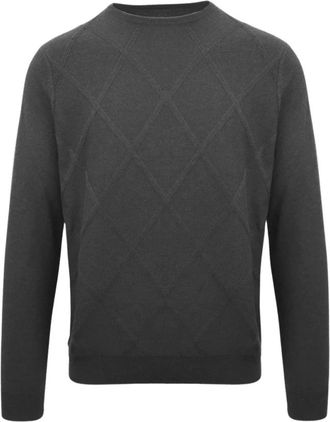 Malo Jersey de cuello redondo con bordado a cuadros - Knitwear - Hombre - Gris - XL