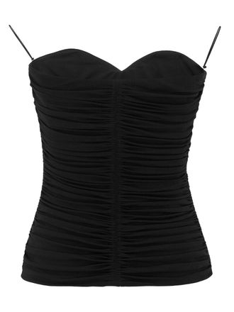 Saint Laurent Ruched Strapless Tank Top - Black