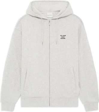 Dr&ocirc;le de Monsieur Slogan Zip Sweatshirt - Heren - Vesten met rits - Grijs - XL - Katoen - Hoodies & sweatvesten