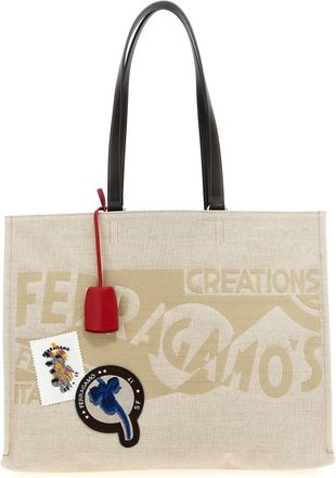 Ferragamo Beige Logo Tote