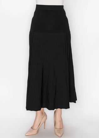 YAL New York Black Knit Skirt with Smooth Ribbed Yoke
