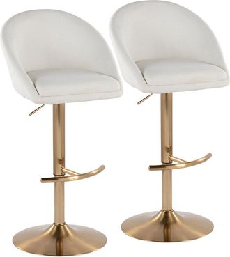 LumiSource LumiSource Set of 2 Matisse Highback Contemporary/Glam Adjustable Bar Stools with Footrest